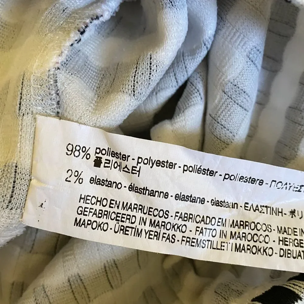 Zara Women's Puff Sleeve Crop Top Size L Black White Checkered Textured Preppy - Picture 12 of 12